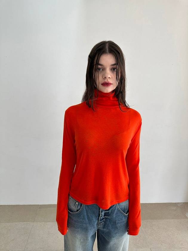 Lambswool Turtleneck Hot Red Turtle - VIBEREEN - BALAAN 1