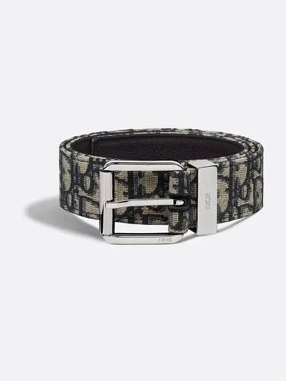 Logo Jacquard Leather Belt Black Beige - DIOR - BALAAN 2