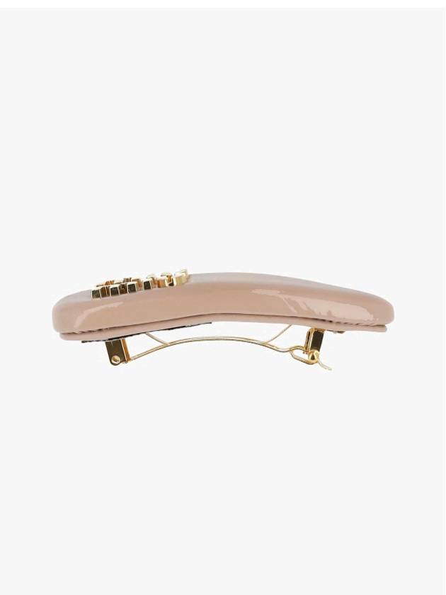 Logo Patent Leather Hair Clip Alabaster Pink - MIU MIU - BALAAN 3