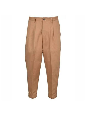 Heart Logo Crop Chino Baggy Pants Beige - AMI - BALAAN 1