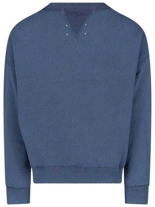 Reverse Logo Crew Neck Cotton Sweatshirt Blue - MAISON MARGIELA - BALAAN 3