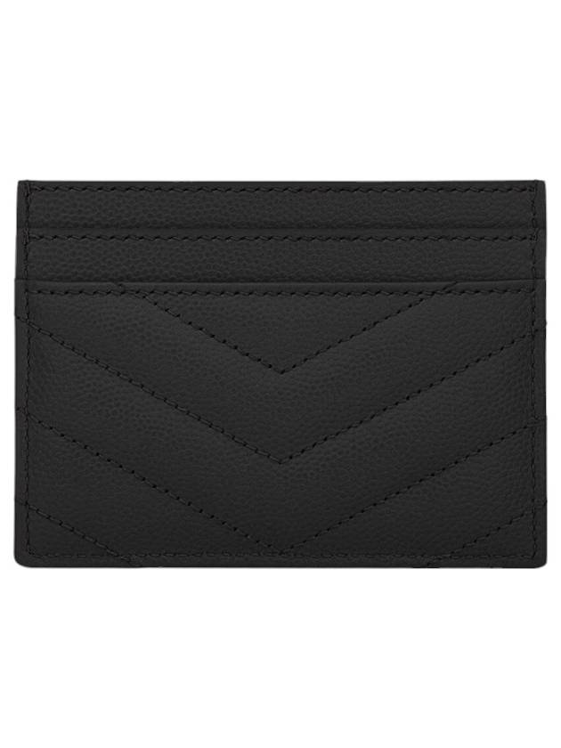 Cassandre Matelasse Card Case In Grain De Poudre Embossed Leather Black - SAINT LAURENT - BALAAN 3