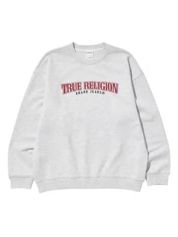 True Religion Arch Logo Crew Neck Melange Gray - TRUE RELIGION - BALAAN 1