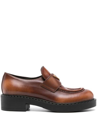 Triangle Logo Leather Loafers Brown - PRADA - BALAAN 2