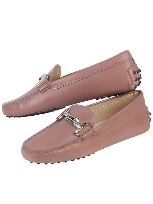 Gomino Double T Leather Driving Shoes Pink - TOD'S - BALAAN.