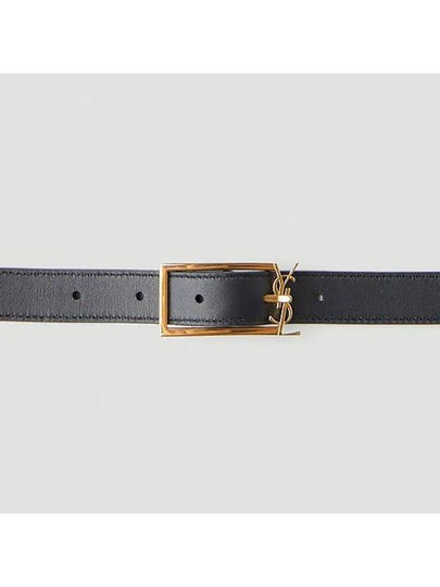 Logo Leather Belt Black - SAINT LAURENT - BALAAN 2