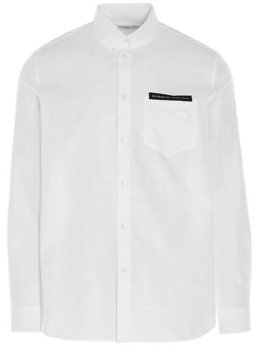 Tape Pocket Oxford Long Sleeve Shirt White - GIVENCHY - BALAAN 1