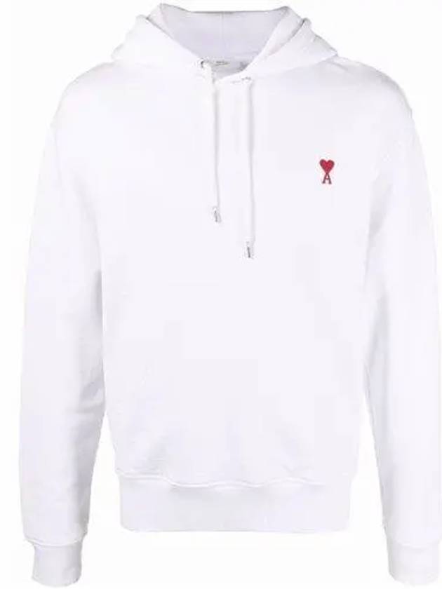 Mini Heart Logo Patch Embroidered Hoodie White - AMI - BALAAN 2