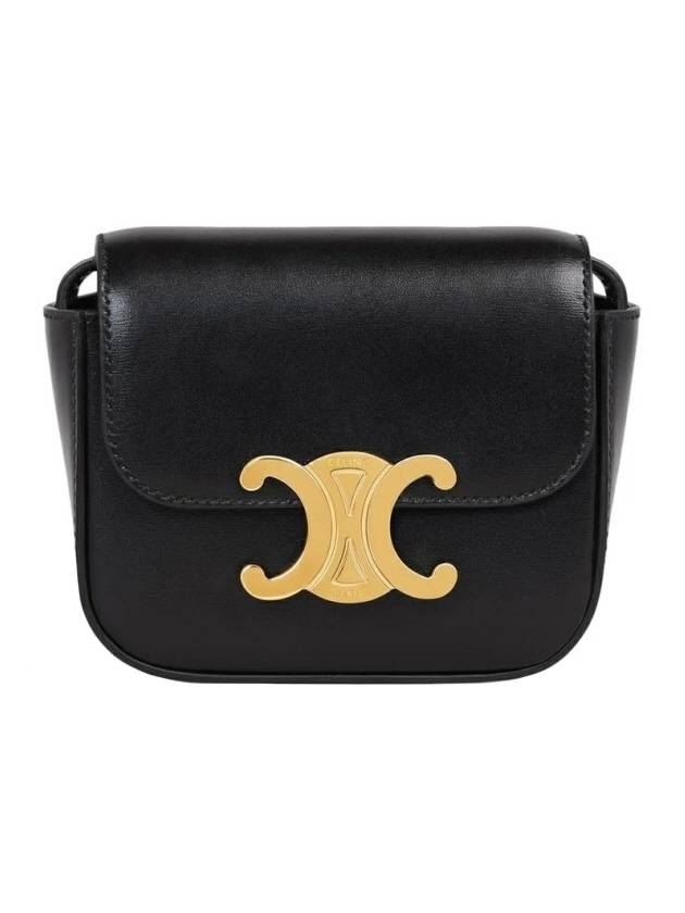 Triomphe Small Shiny Calfskin Cross Bag Black - CELINE - BALAAN 4