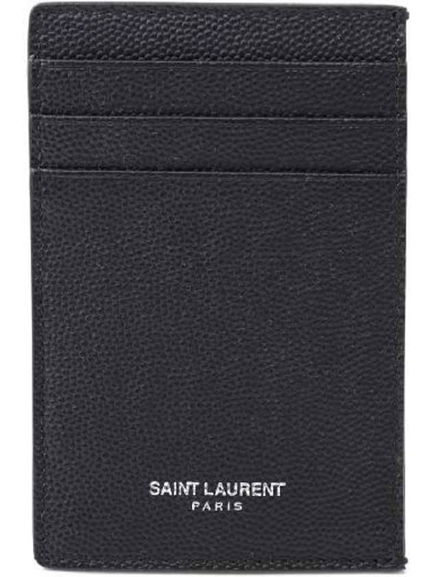 Grain De Poudre Embossed Logo Money Clip Card Wallet Black - SAINT LAURENT - BALAAN 1