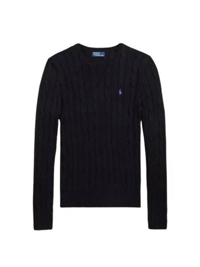 Embroidered Logo Pony Cable Knit Top Black - POLO RALPH LAUREN - BALAAN 2