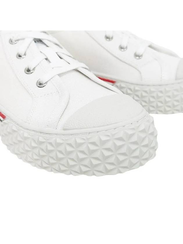 Striped Trim Lace-up Low Top Sneakers White - THOM BROWNE - BALAAN 4