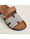 Chypre Canvas Calfskin Sandals Pronoir Natural - HERMES - BALAAN 6