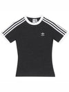 3 Stripe Slim Raglan Short Sleeved T-Shirt Black - ADIDAS - BALAAN 1