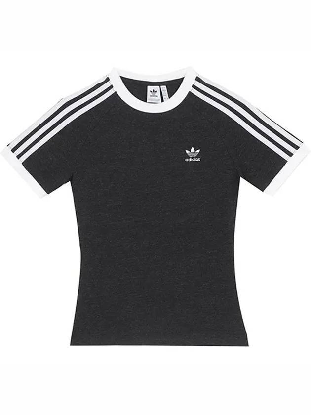 3 Stripe Slim Raglan Short Sleeved T-Shirt Black - ADIDAS - BALAAN 1