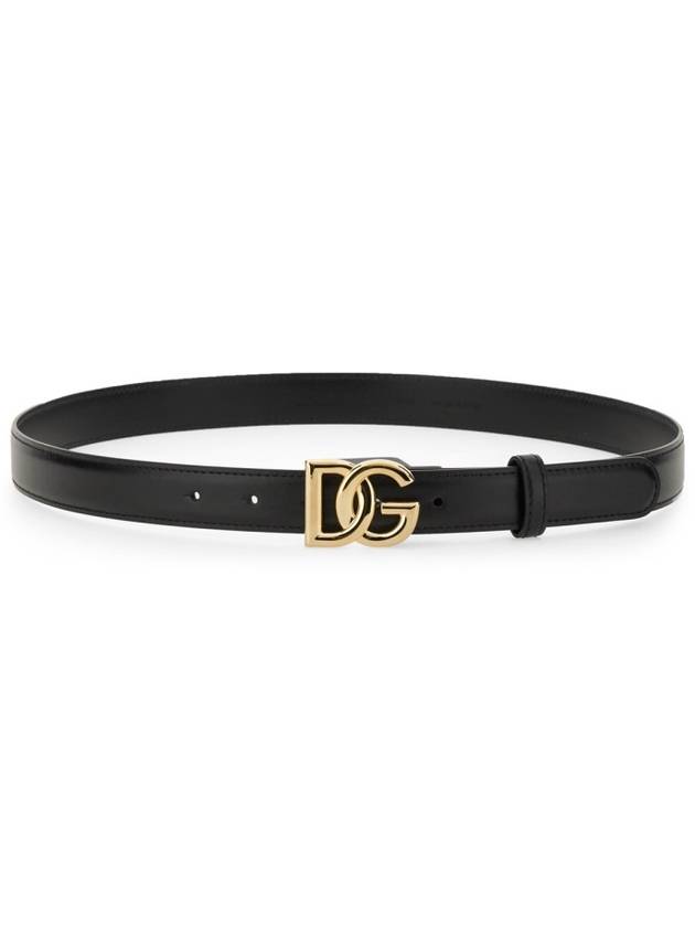 Women's Gold DG Logo Leather Belt Black - DOLCE&GABBANA - BALAAN 6