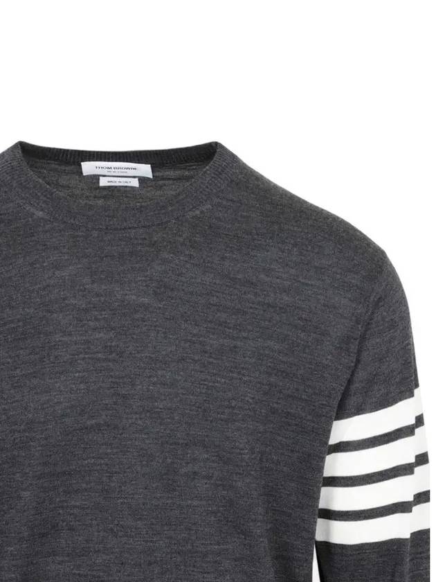 4 Bar Armband Classic Merino Wool Knit Top Dark Grey - THOM BROWNE - BALAAN 5