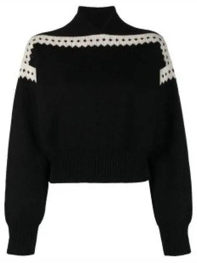 Contrast Trim Effect Knit Top Black - SAINT LAURENT - BALAAN 2