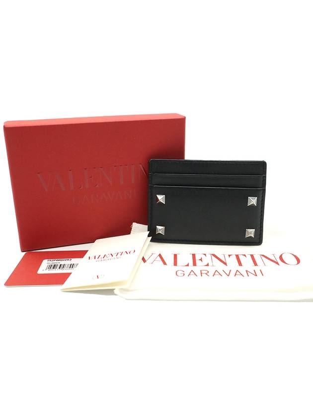 Valentino 1Y2P0655VH3 Black Leather Rockstud Card Wallet - VALENTINO - BALAAN 2