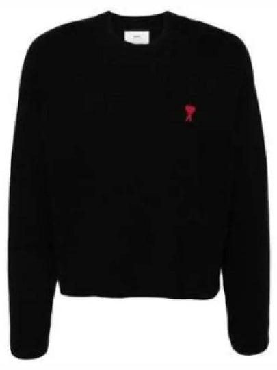 De Coeur Small Heart Logo Knit Top Black - AMI - BALAAN 2