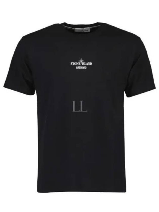 Men's Archivio Logo Short Sleeve T-Shirt Black - STONE ISLAND - BALAAN 2