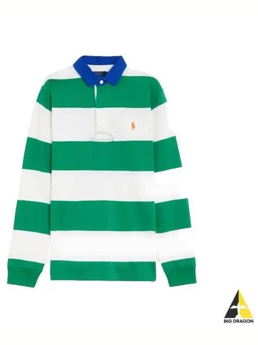 Block Stripe Classic Fit Polo Shirt Green - POLO RALPH LAUREN - BALAAN 2