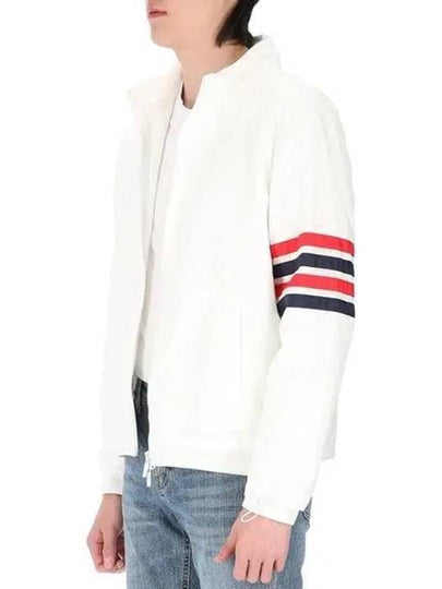 4 Bar Stripe Ripstop Zip-up Jacket White - THOM BROWNE - BALAAN 2