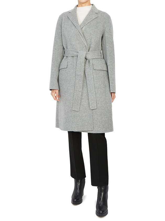 Women's Double Face Wrap Wool Single Coat Grey - THEORY - BALAAN 7