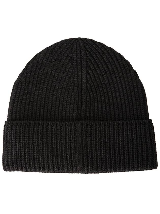 Extra Fine Merino Wool Logo Beanie Black - CP COMPANY - BALAAN 3