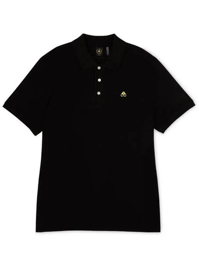 Men's Logo Patch Short Sleeve Polo Shirt Black - MOOSE KNUCKLES - BALAAN 2