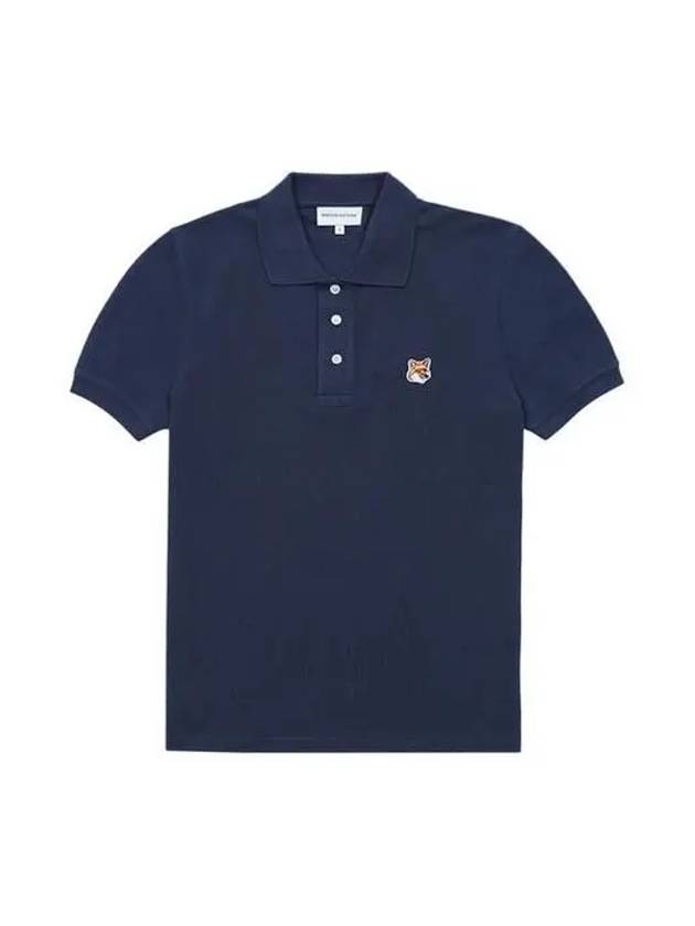 Fox Head Patch Cotton Polo Shirt Blue - MAISON KITSUNE - BALAAN 3