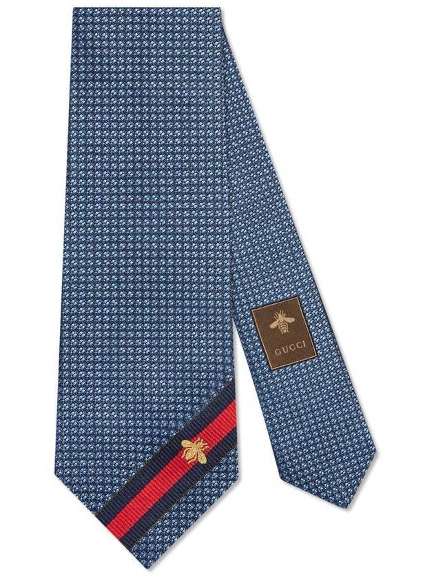 Web Bee Detail Silk Tie Blue - GUCCI - BALAAN 1