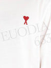 Chain Stitch Heart Logo Long Sleeve T-Shirt White - AMI - BALAAN 11