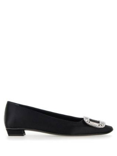 Belle Vivier Crystal Buckle Flat Black - ROGER VIVIER - BALAAN 1