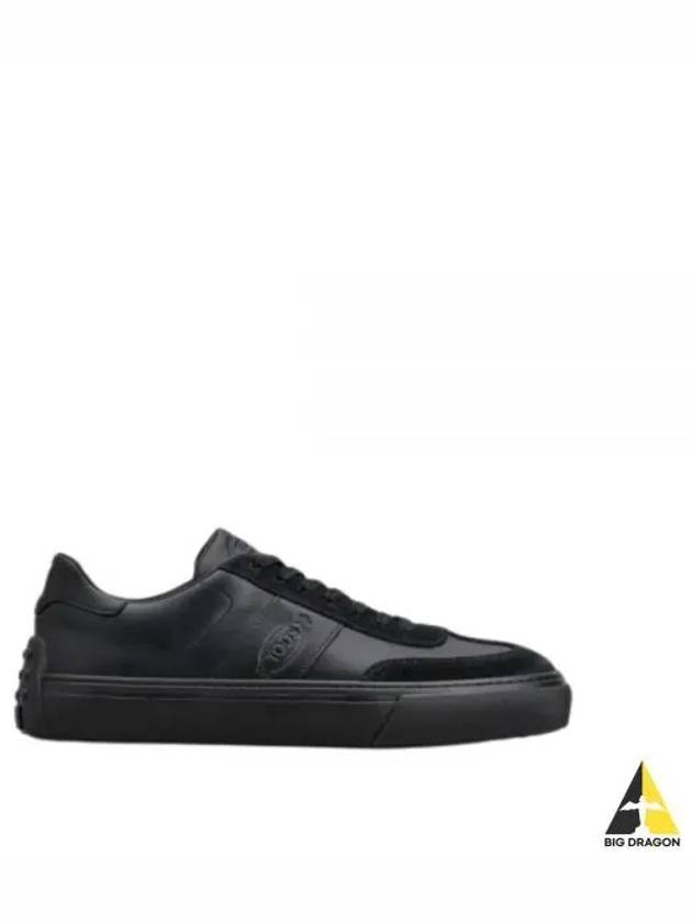 Round Toe Leather Low Top Sneakers Black - TOD'S - BALAAN 2