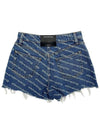 Byte Logo Monogram Denim Shorts Blue - ALEXANDER WANG - BALAAN 3