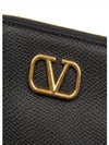 V Logo Zipper Card Wallet Black - VALENTINO - BALAAN 3