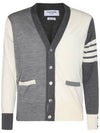 Men's Sustainable Classic Diagonal Wool Cardigan Tonal Grey - THOM BROWNE - BALAAN 1