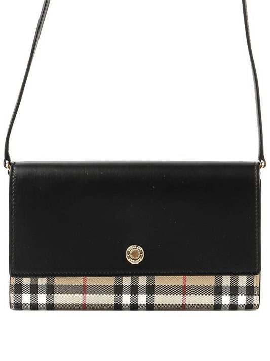 Detachable Strap Checked Leather Wallet Cross Bag Black - BURBERRY - BALAAN 2