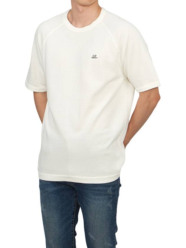 30/1 Sponge Fleece Short Sleeve Sweatshirt White - CP COMPANY - BALAAN 5