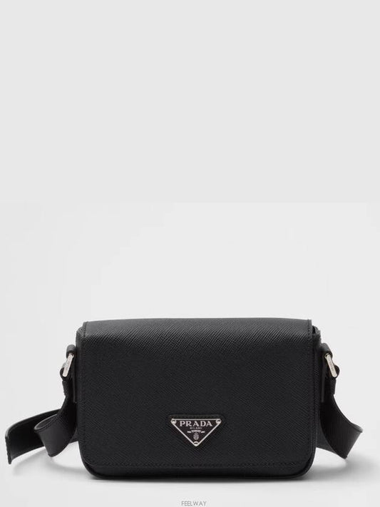 Saffiano Leather Shoulder Bag Black - PRADA - BALAAN 2