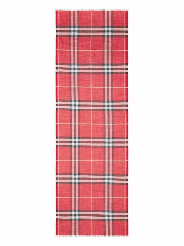 Check Wool Silk Muffler Red - BURBERRY - BALAAN 1