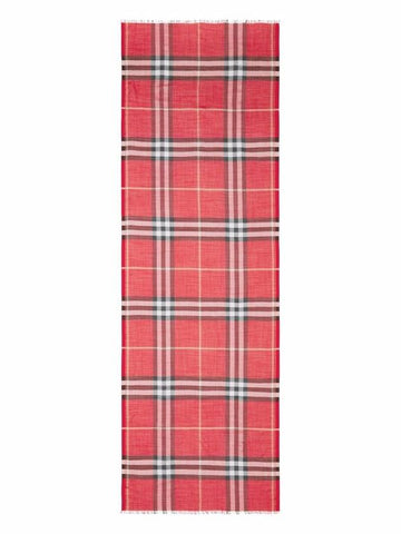 Check Wool Silk Muffler Red - BURBERRY - BALAAN 1