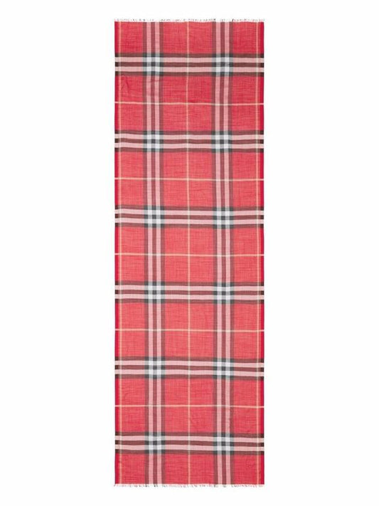 Check Wool Silk Muffler Red - BURBERRY - BALAAN 1