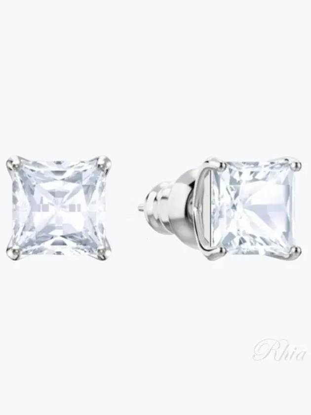 Stilla Attract Princess Cut Stud Earrings Silver - SWAROVSKI - BALAAN 2