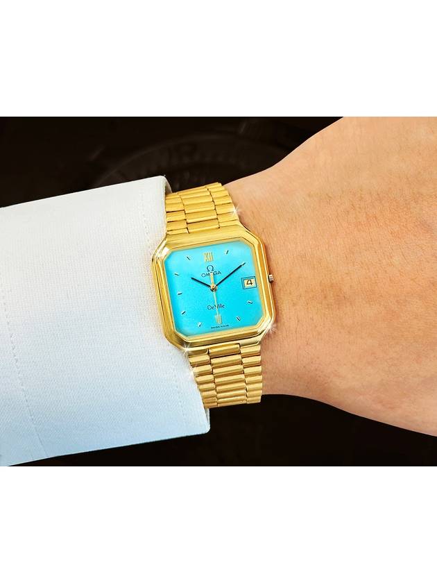 Rare Deville Turquoise Blue Dial Unisex Gold Band Watch - OMEGA - BALAAN 7