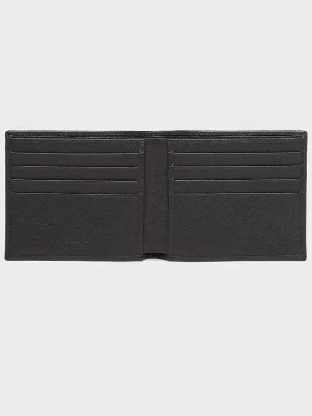 Triangle Logo Saffiano Half Wallet Black - PRADA - BALAAN 5