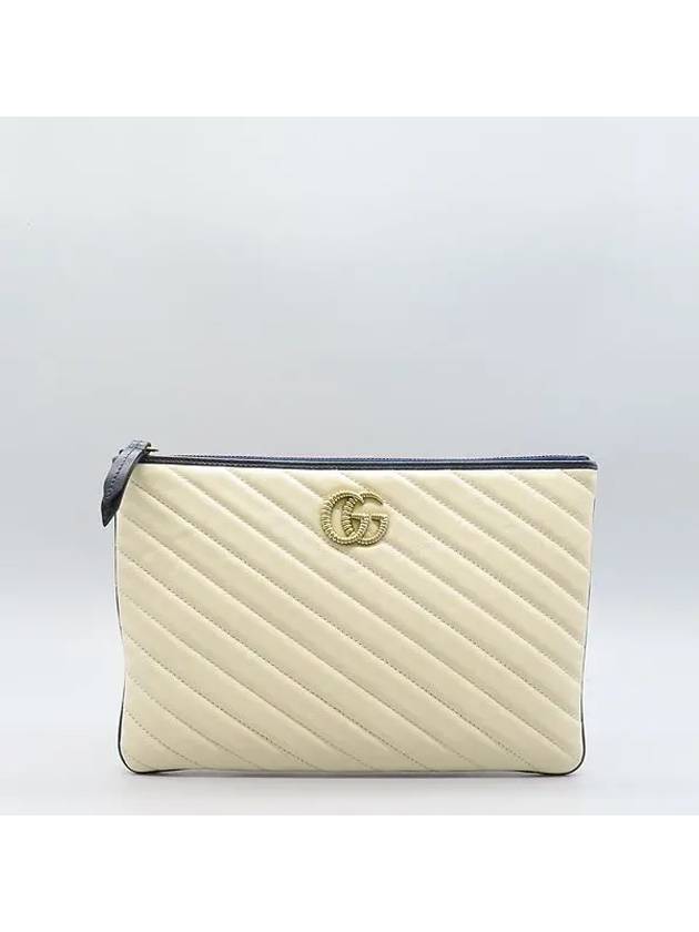 573814 White color leather GG Marmont Matelasse clutch - GUCCI - BALAAN 2