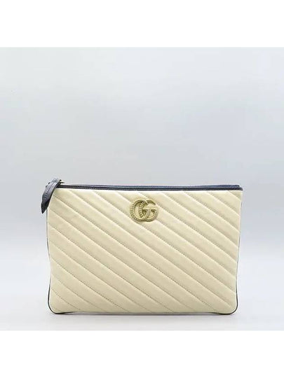 573814 White color leather GG Marmont Matelasse clutch - GUCCI - BALAAN 2