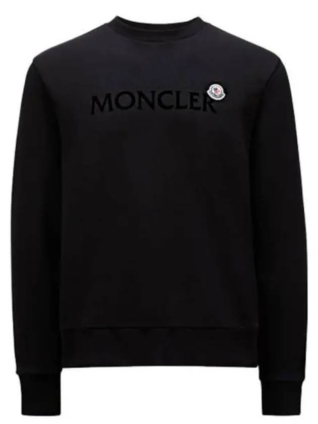 8G00039 809KR 999 Logo Patch Round Sweatshirt Black Men s TLS 271801 - MONCLER - BALAAN 1